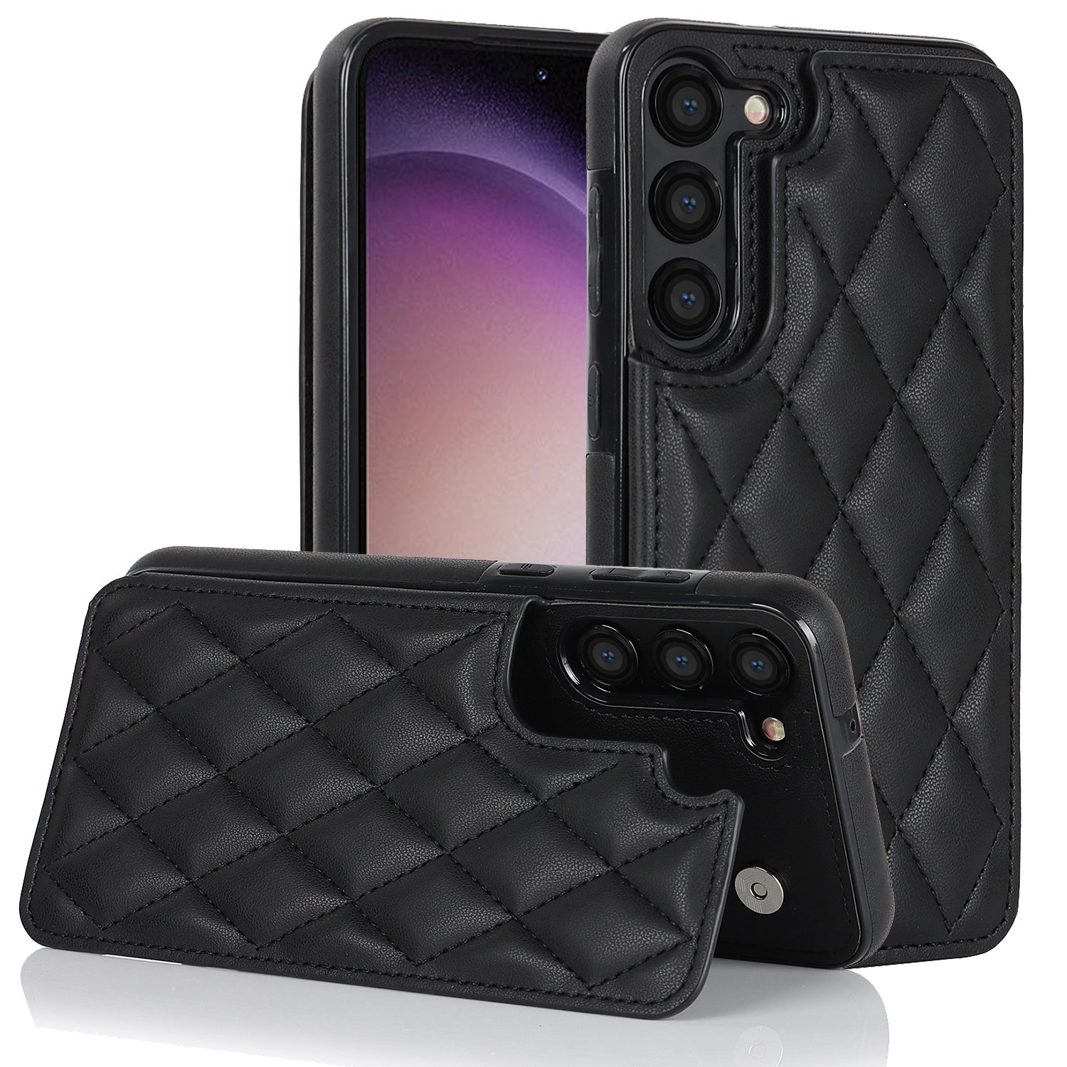 PU Leather TPU Phone Case for Samsung Galaxy S23 Kickstand Card Holder Magnetic Button Phone Cover PU Leather TPU Phone Case for Samsung Galaxy S23 Kickstand Card Holder Magnetic Button Phone Cover